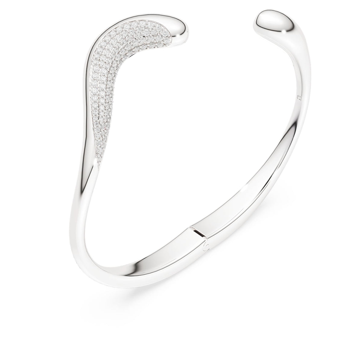 Swarovski Classica bangle Open, Round cut, White, Sterling silver