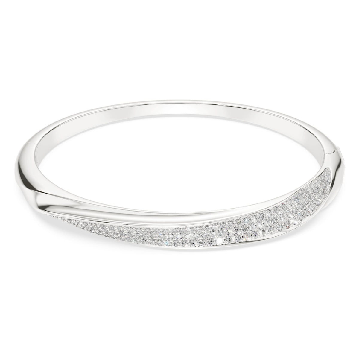 Swarovski Classica bangle Round cut, White, Sterling silver