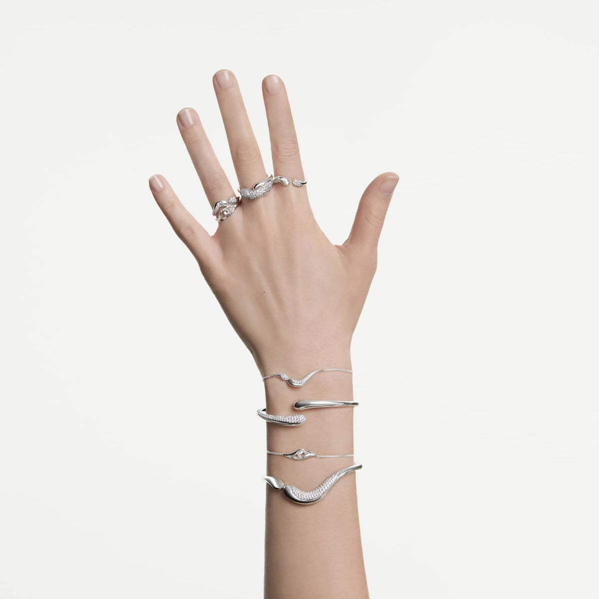 Swarovski Classica cocktail ring with white round-cut accents and Sterling silver