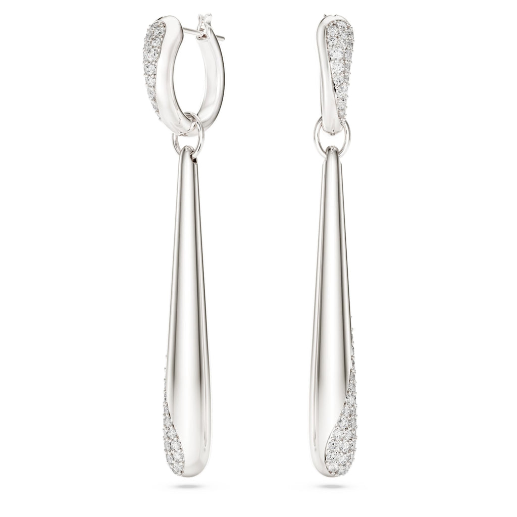 Swarovski Classica drop and hoop earrings with white round-cut accents and Sterling silver