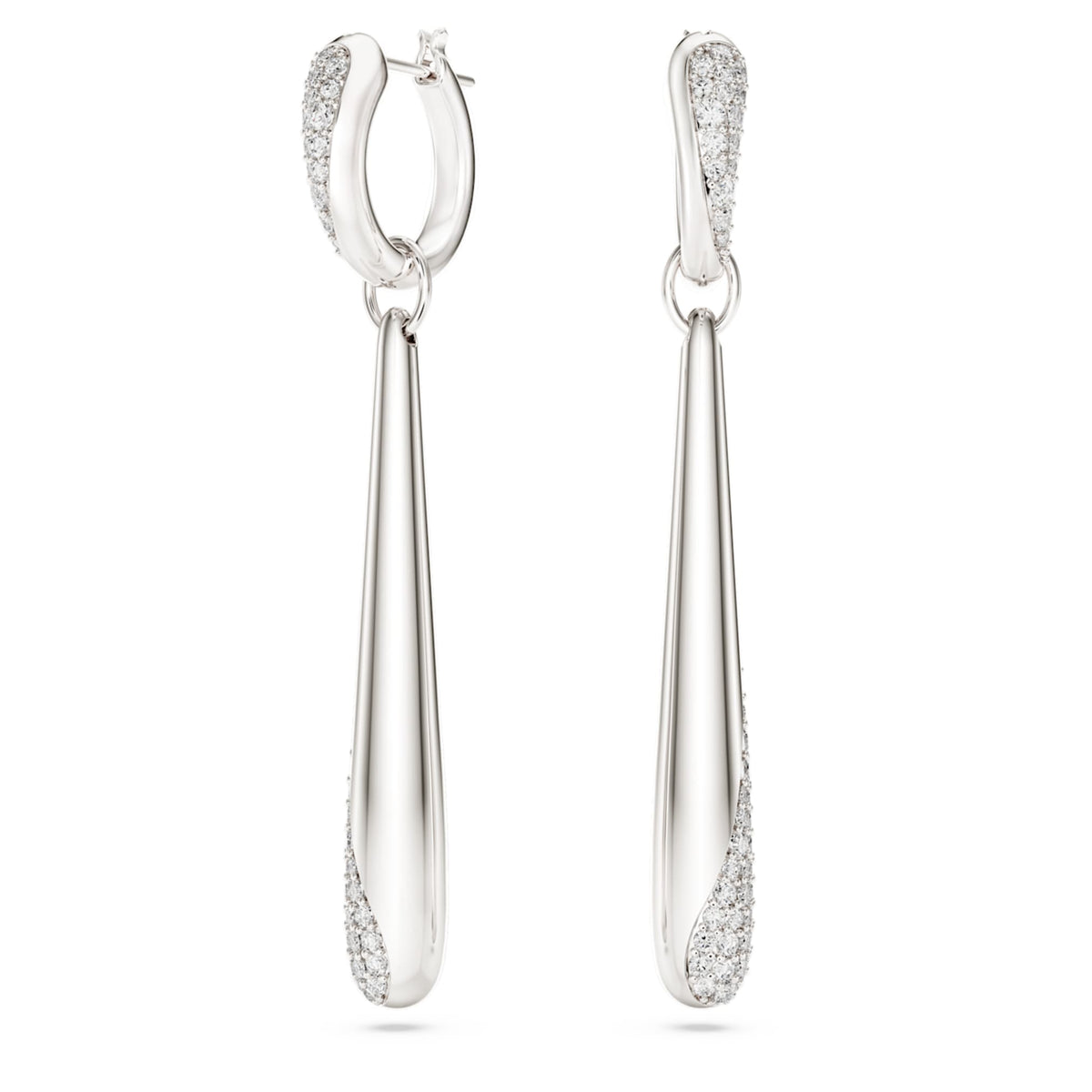 Swarovski Classica drop and hoop earrings with white round-cut accents and Sterling silver