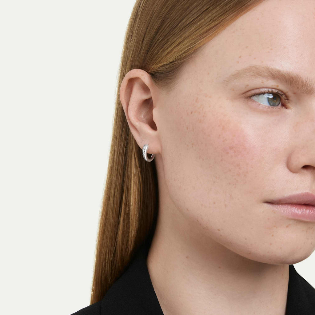 Swarovski Classica drop and hoop earrings with white round-cut accents and Sterling silver
