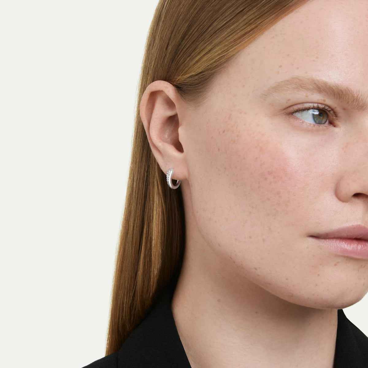 Swarovski Classica drop and hoop earrings with white round-cut accents and Sterling silver