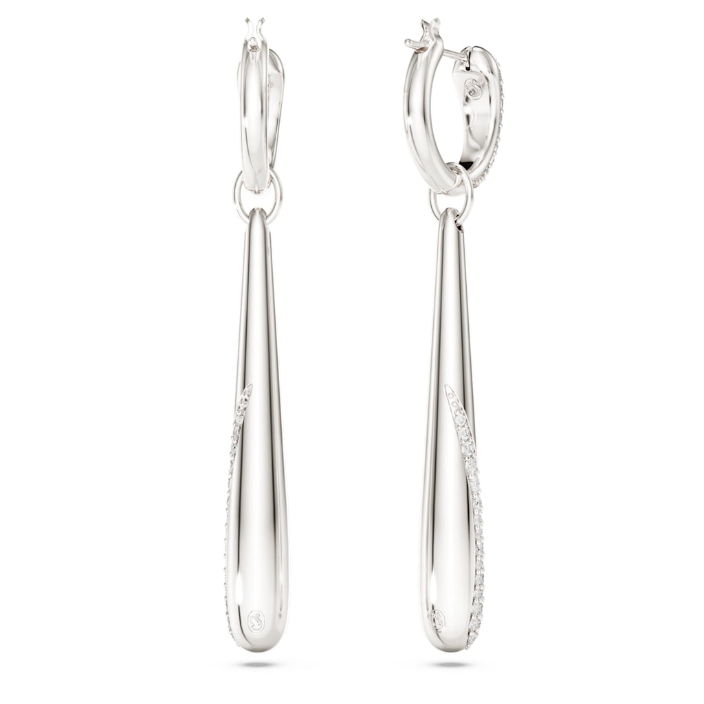 Swarovski Classica drop and hoop earrings with white round-cut accents and Sterling silver