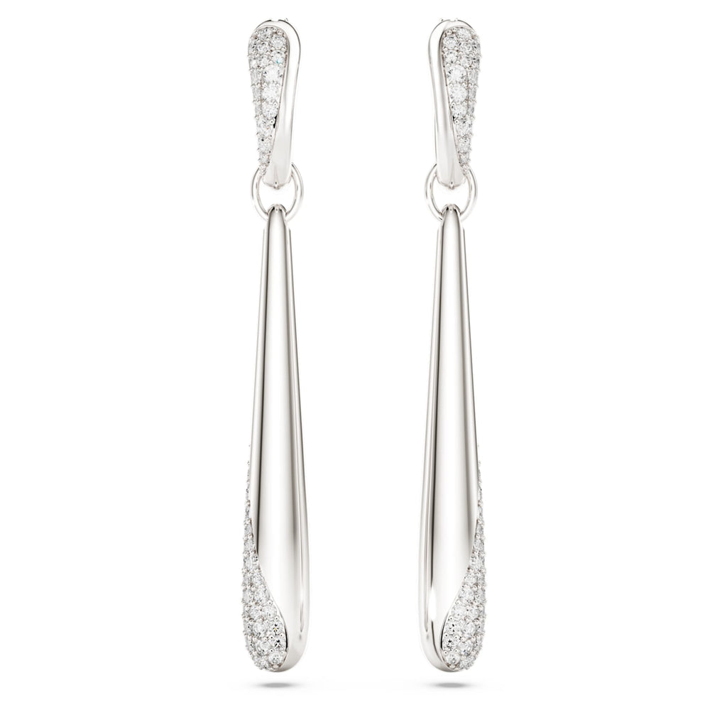 Swarovski Classica drop and hoop earrings with white round-cut accents and Sterling silver