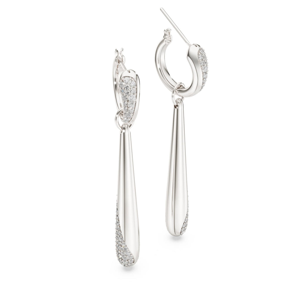Swarovski Classica drop and hoop earrings with white round-cut accents and Sterling silver