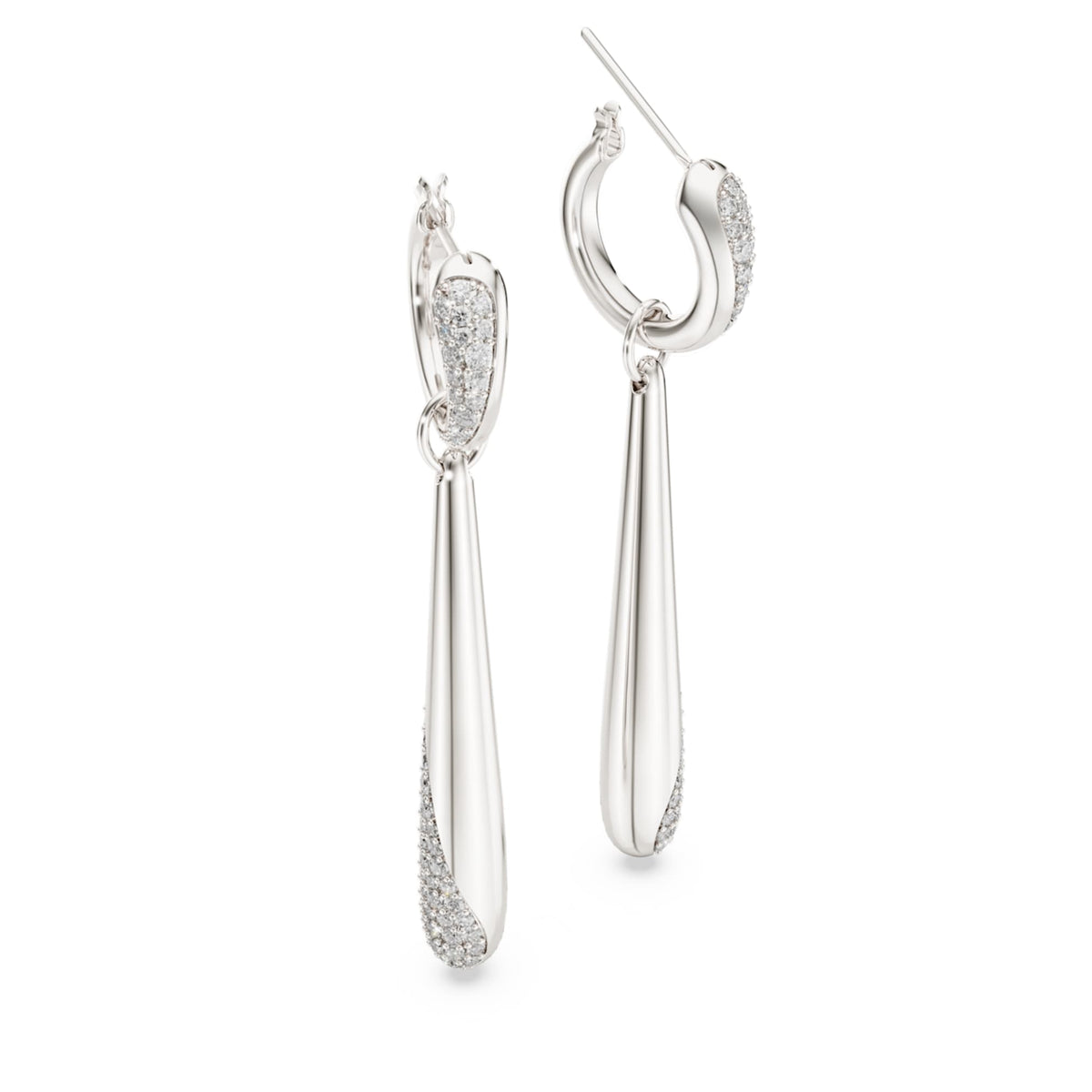 Swarovski Classica drop and hoop earrings with white round-cut accents and Sterling silver