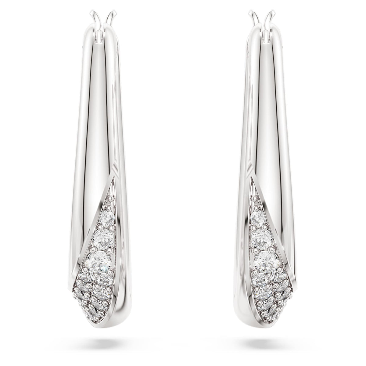 Swarovski Classica hoop earrings Round cut, Small, White, Sterling silver