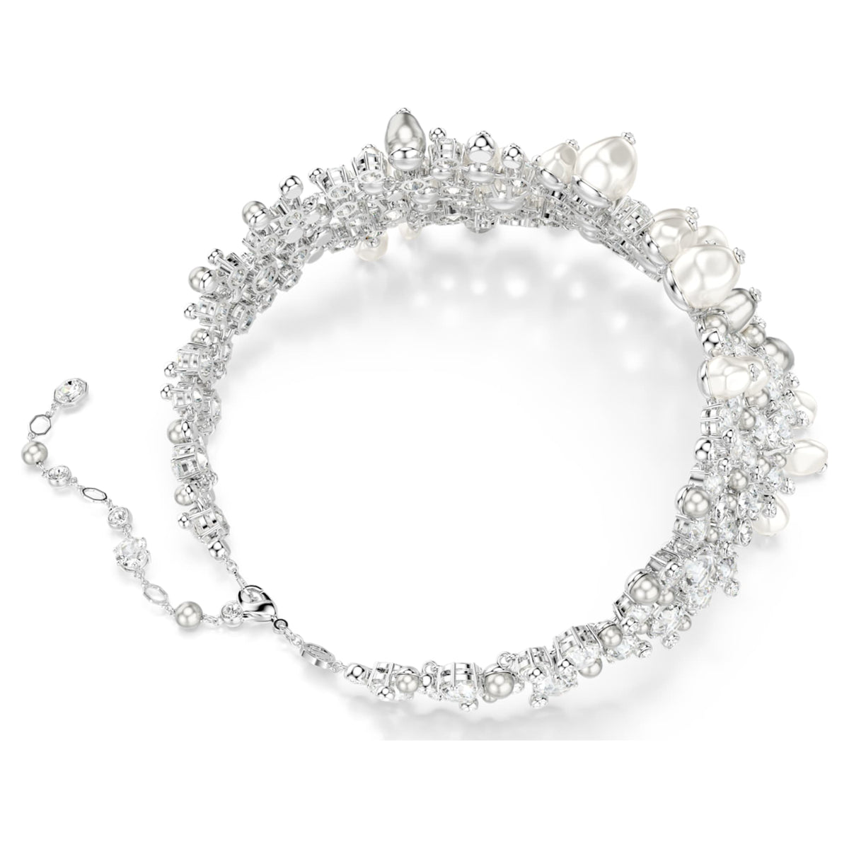 Swarovski Constella choker Crystal pearl, Round cut, White, Rhodium plated