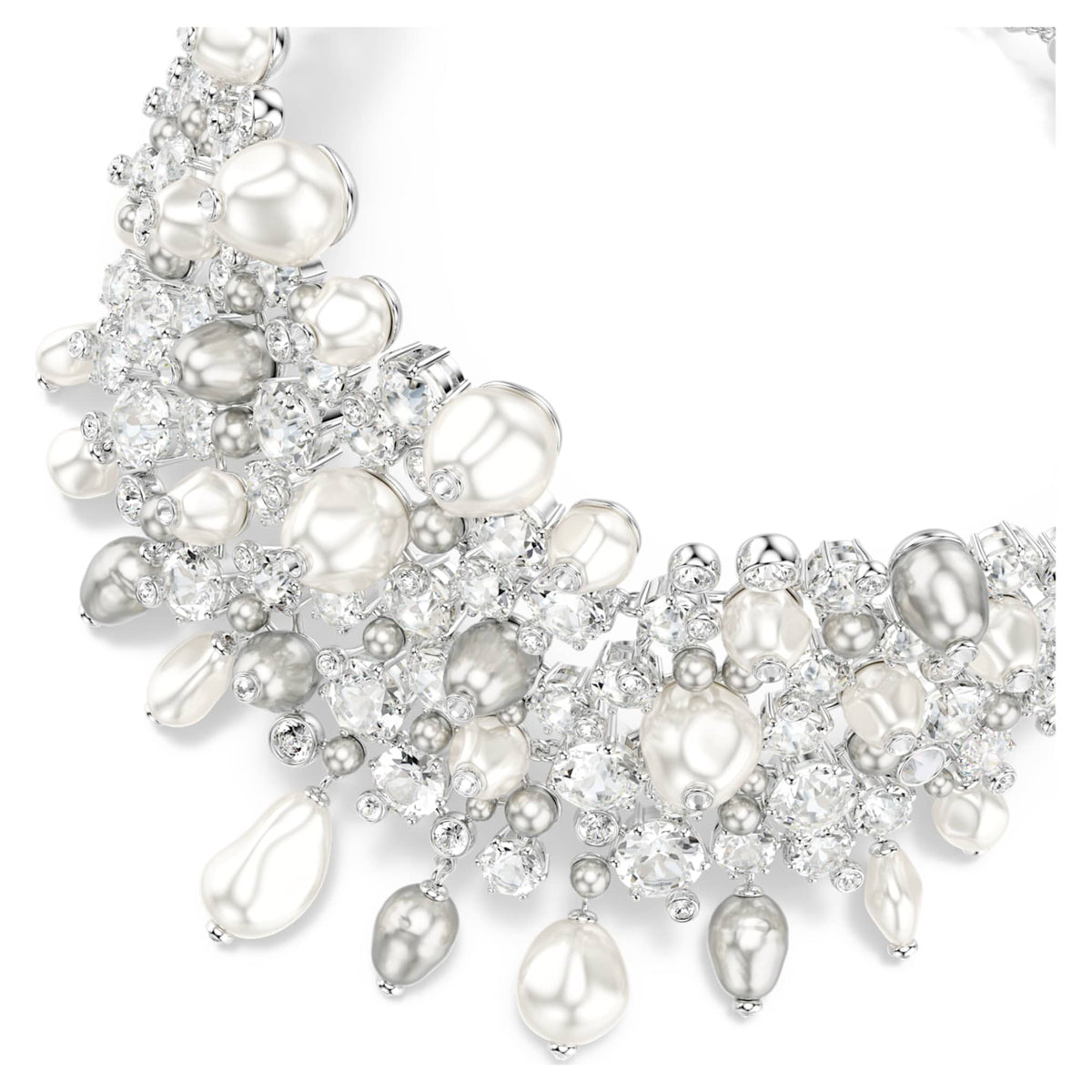 Swarovski Constella choker Crystal pearl, Round cut, White, Rhodium plated