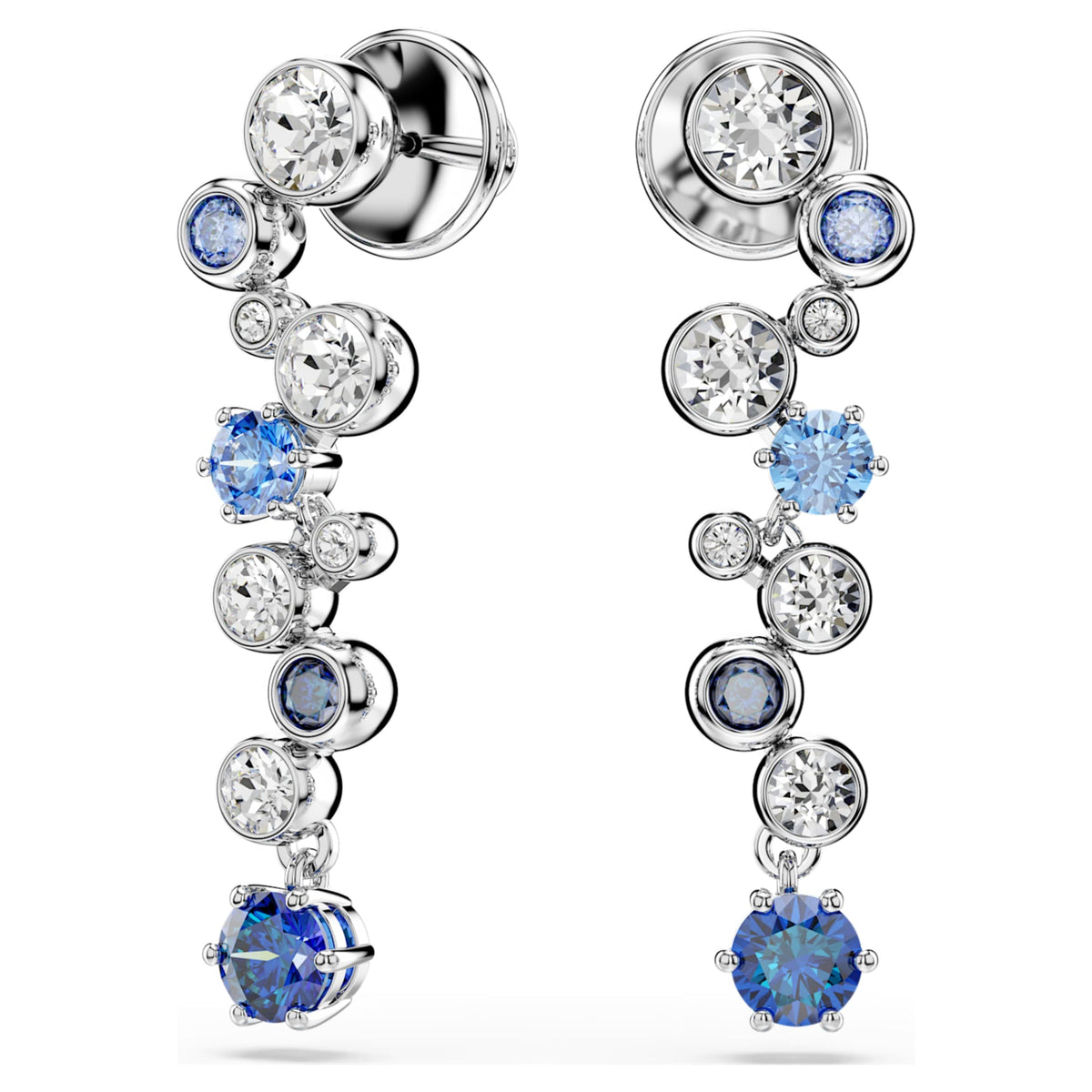 Swarovski Constella drop earrings with blue mixed-cut accents and rhodium plating