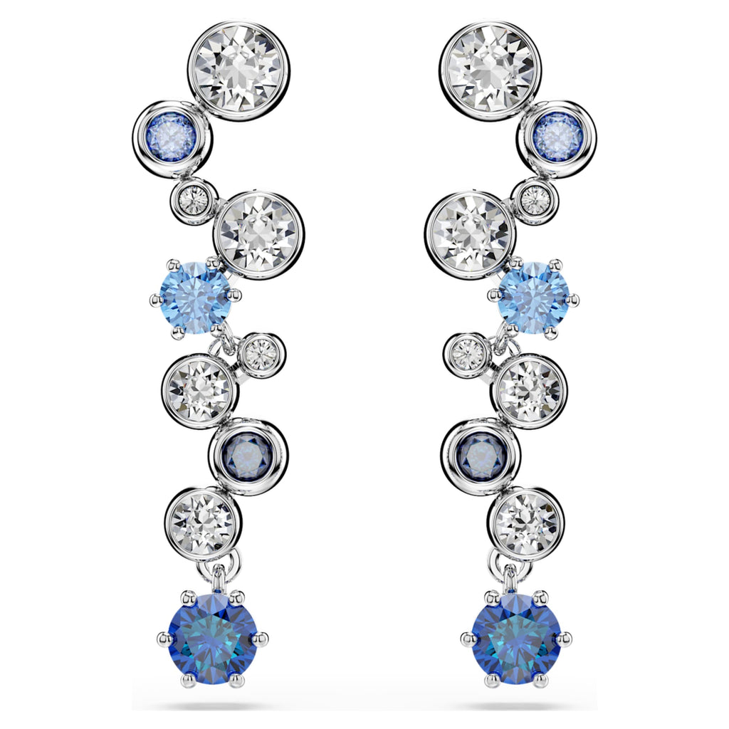 Swarovski Constella drop earrings with blue mixed-cut accents and rhodium plating