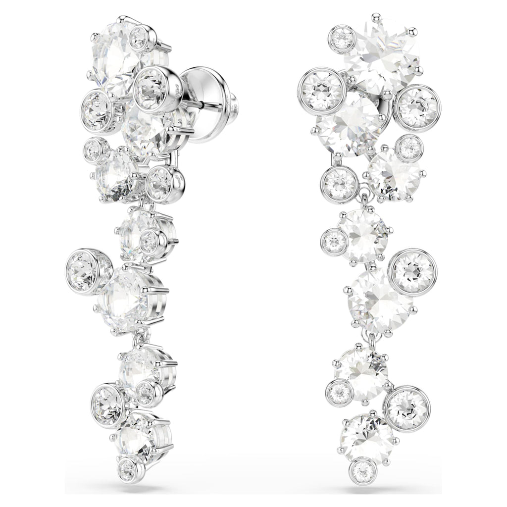 Swarovski Constella drop earrings with white mixed-cut accents and rhodium plating