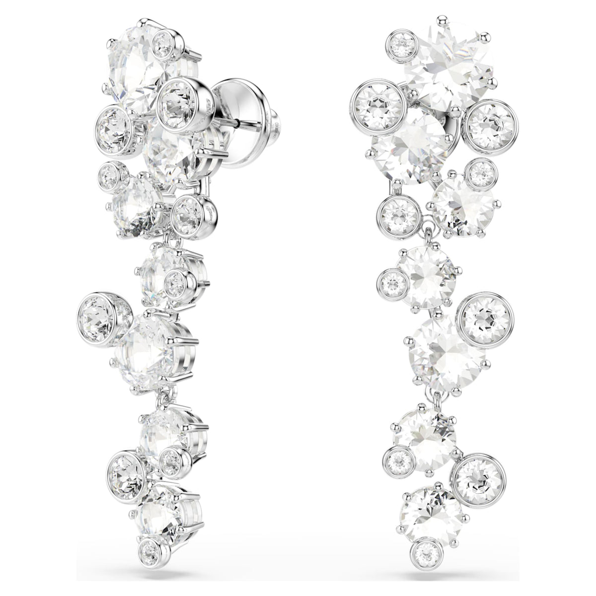 Swarovski Constella drop earrings with white mixed-cut accents and rhodium plating