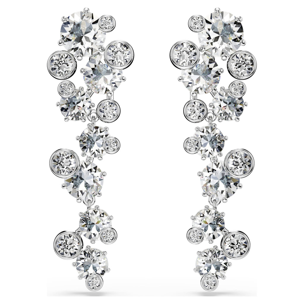 Swarovski Constella drop earrings with white mixed-cut accents and rhodium plating