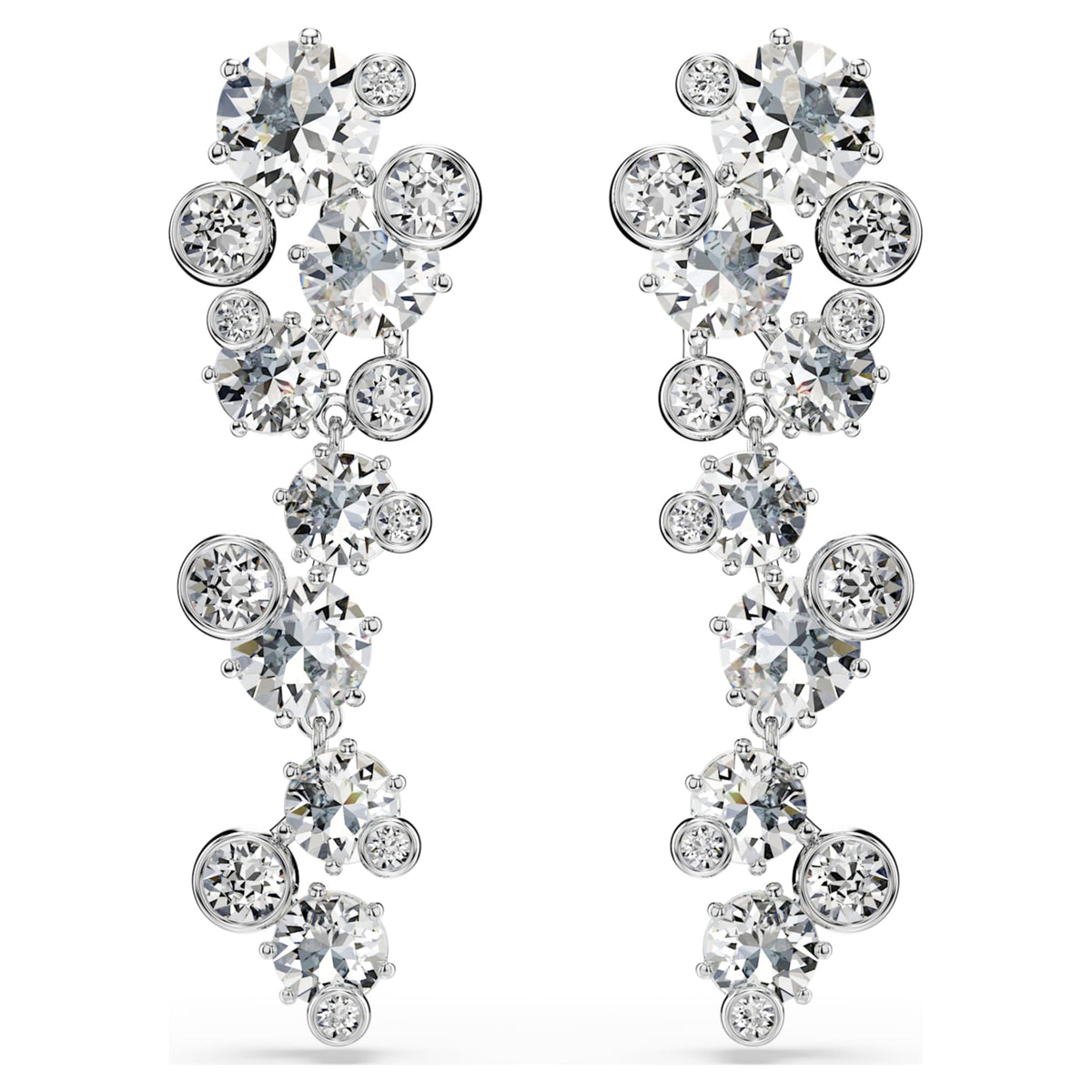 Swarovski Constella drop earrings with white mixed-cut accents and rhodium plating