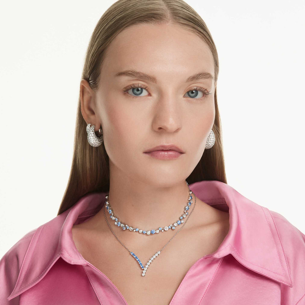 Swarovski Constella necklace with blue mixed-cut accents and rhodium plating
