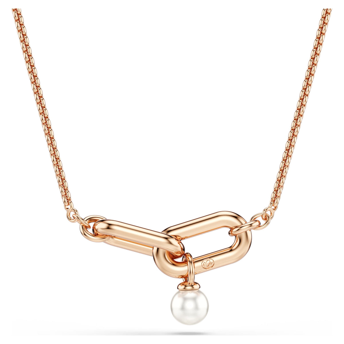 Swarovski Constella pendant Crystal pearl, Round cut, White, 18K rose gold finish