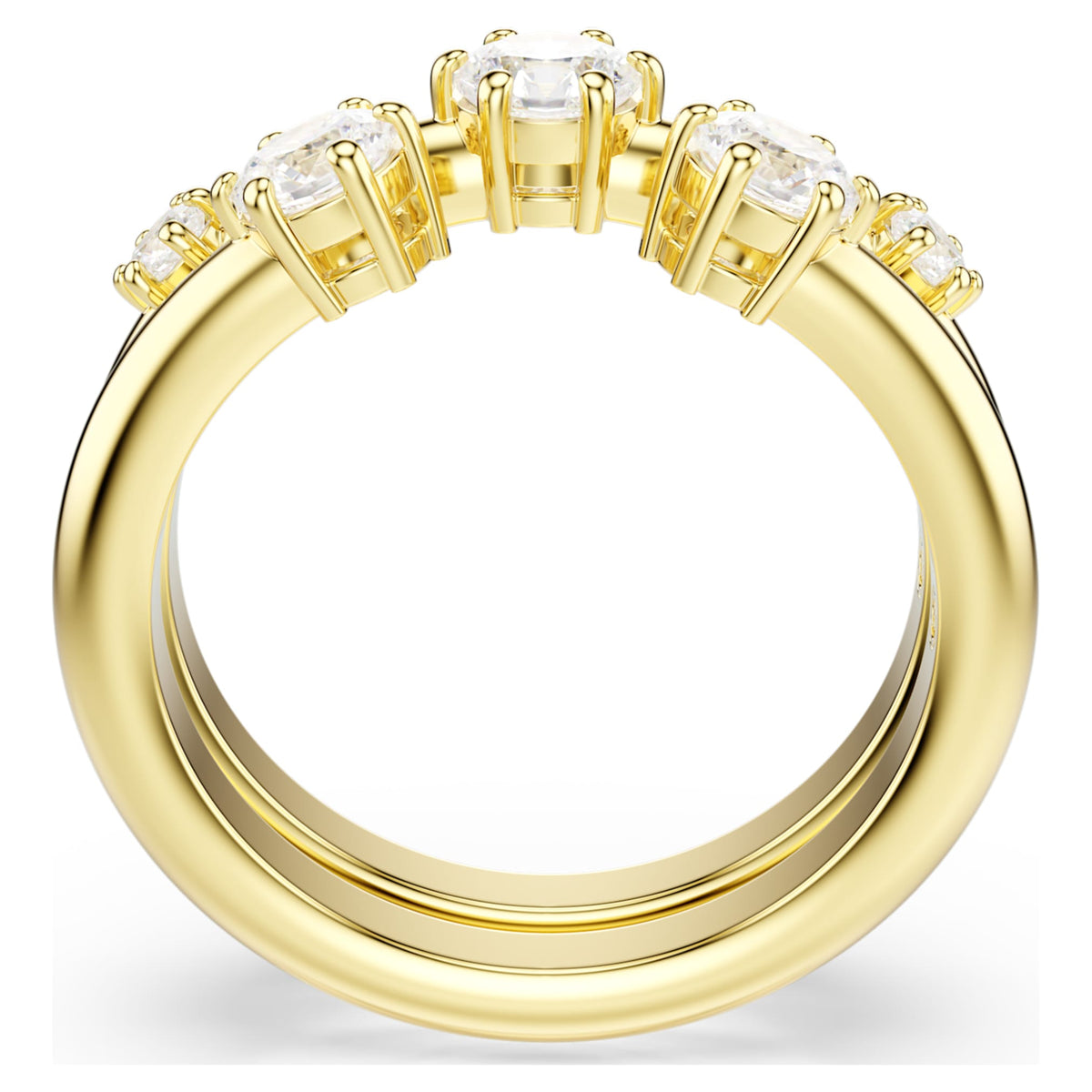 Swarovski Constella ring Set (2), Round cut, White, 18K gold finish