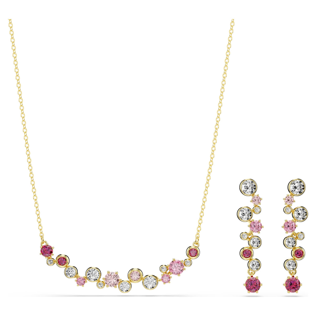 Swarovski Constella set with multicolored mixed-cut accents and an 18K gold finish