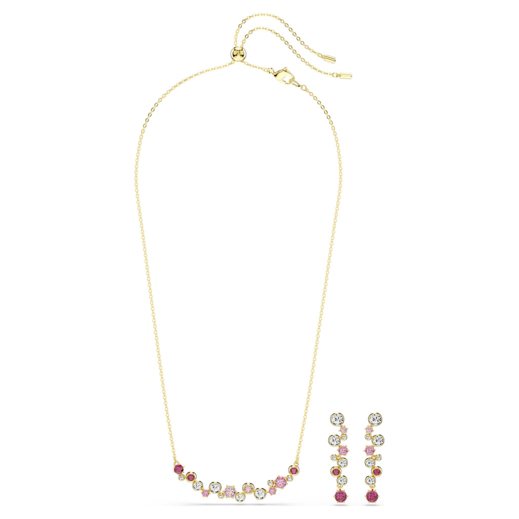 Swarovski Constella set with multicolored mixed-cut accents and an 18K gold finish