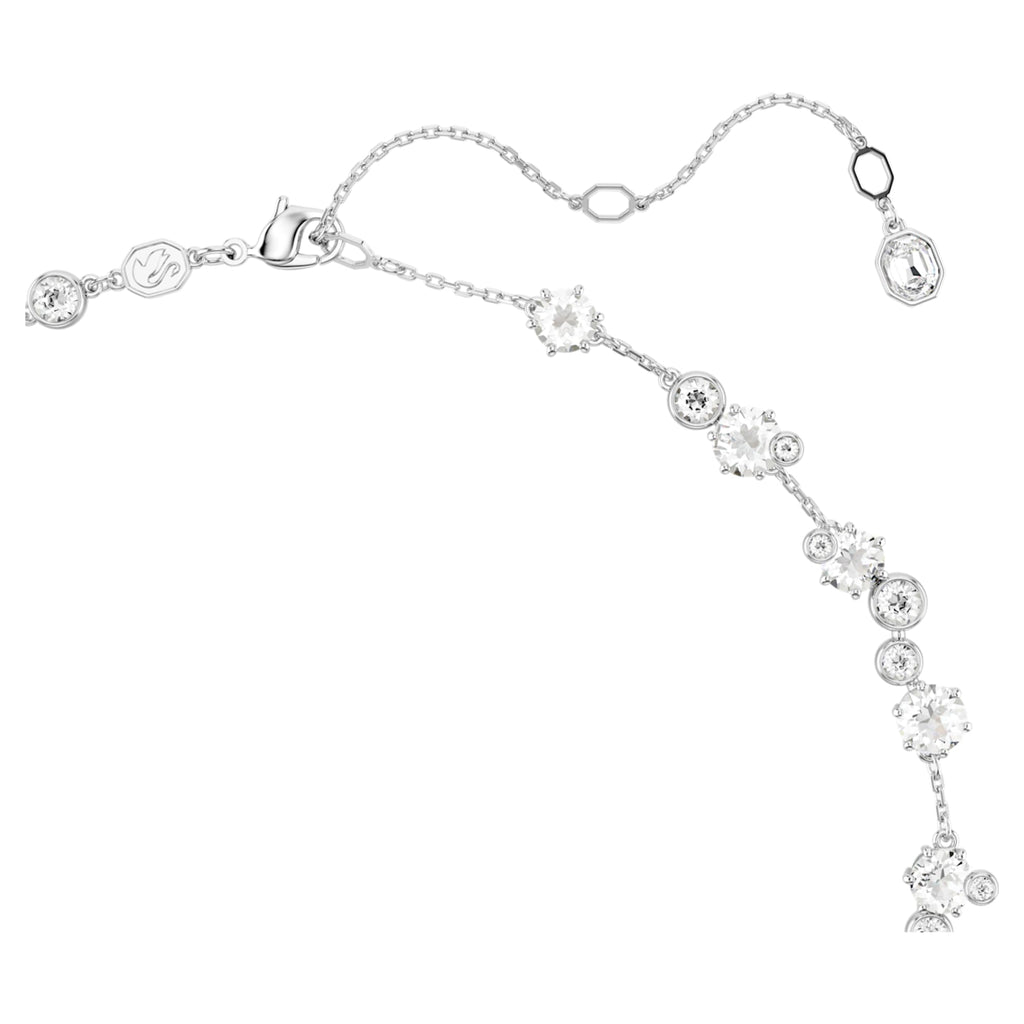 Swarovski Constella set with white mixed-cut accents and rhodium plating