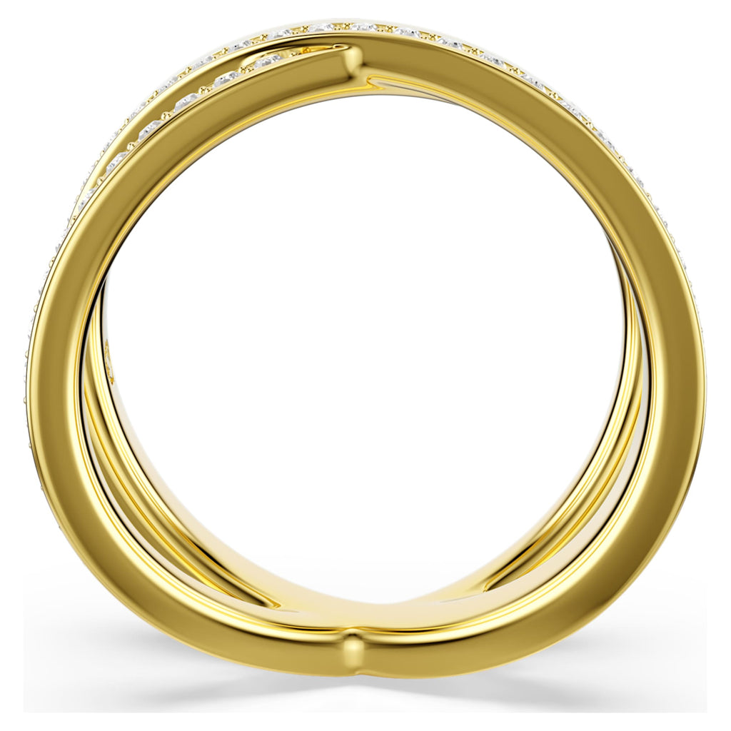 Swarovski Delta band ring with white round-cut accents and an 18K gold finish