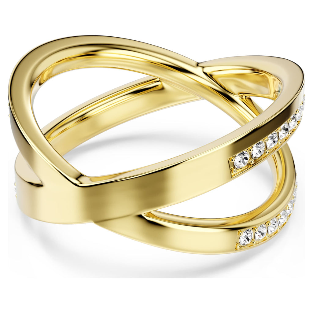 Swarovski Delta band ring with white round-cut accents and an 18K gold finish