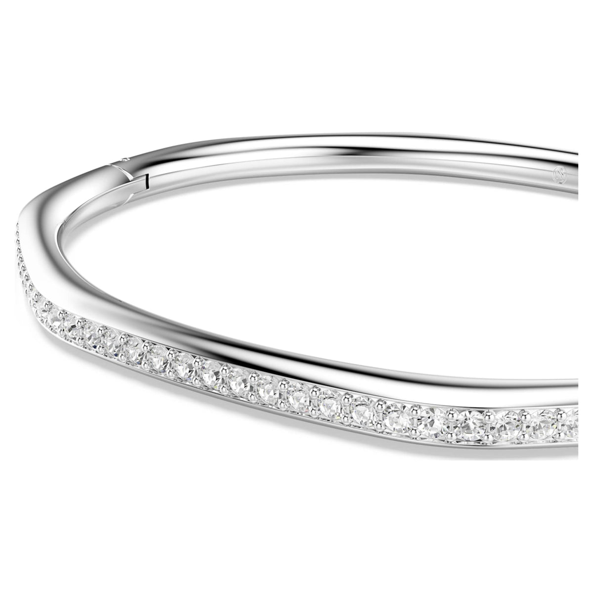 Swarovski Dextera bangle with white octagon-shaped accents and rhodium plating