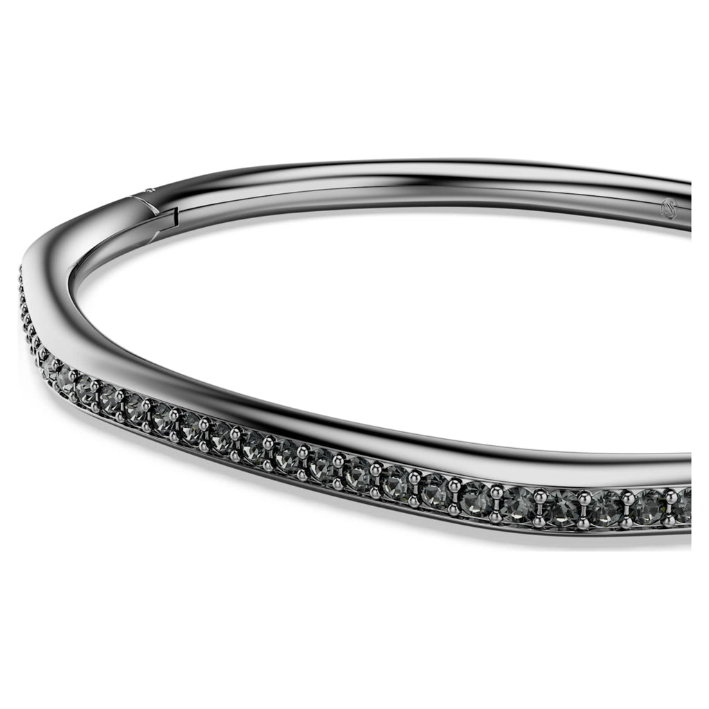 Swarovski Dextera bangle with white octagon-shaped accents and ruthenium plating