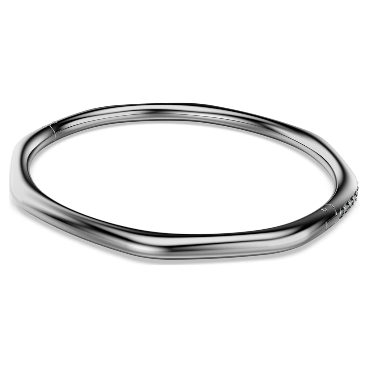 Swarovski Dextera bangle with white octagon-shaped accents and ruthenium plating
