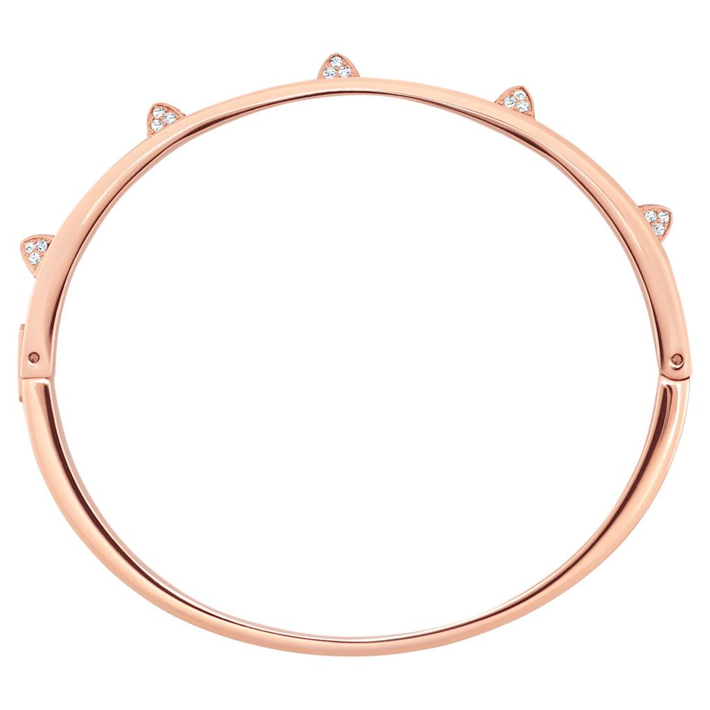 Swarovski Dextera bangle with white pavé accents and an 18K rose gold finish