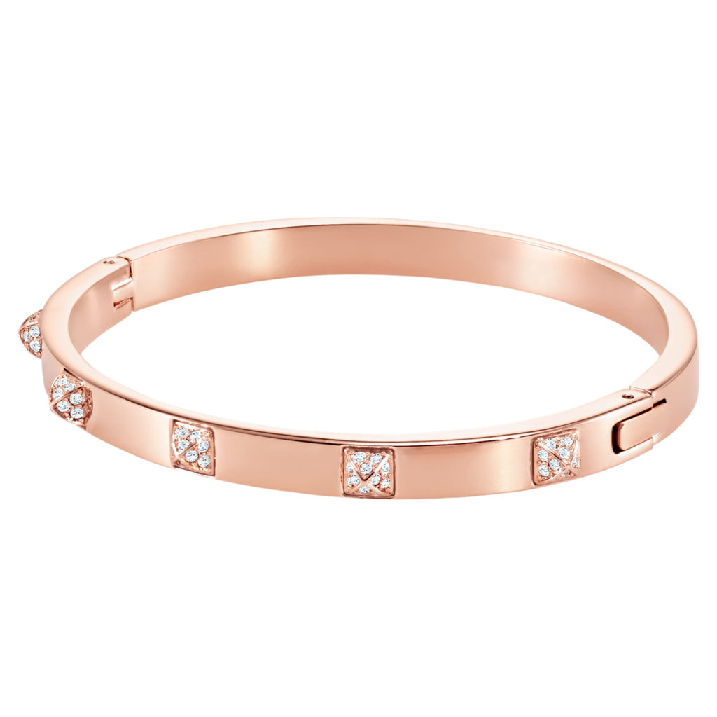 Swarovski Dextera bangle with white pavé accents and an 18K rose gold finish