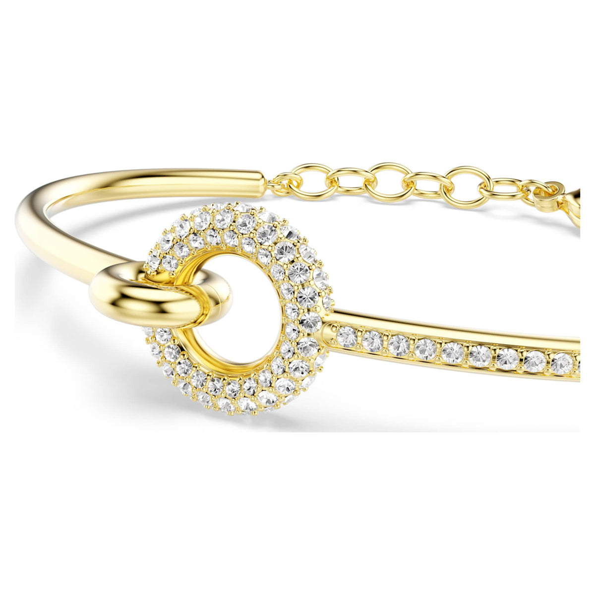 Swarovski Dextera bangle with white round-cut accents and an 18K gold finish