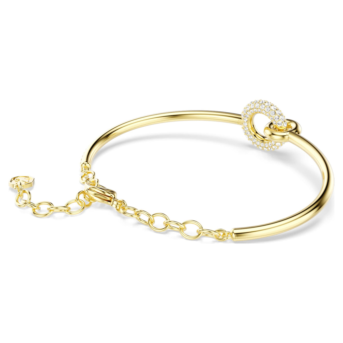 Swarovski Dextera bangle with white round-cut accents and an 18K gold finish