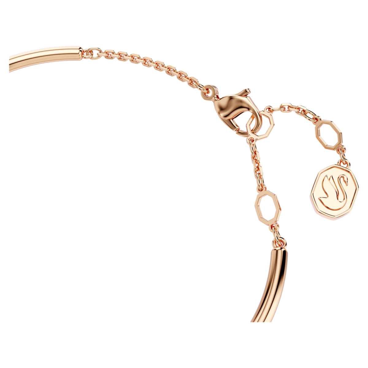 Swarovski Dextera bangle with white round-cut accents and an 18K rose gold finish