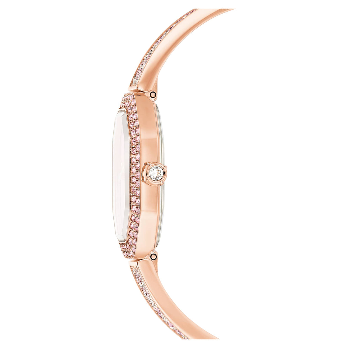Swarovski Dextera bangle watch Swiss Made, Metal bracelet, Pink, Rose gold-tone plated