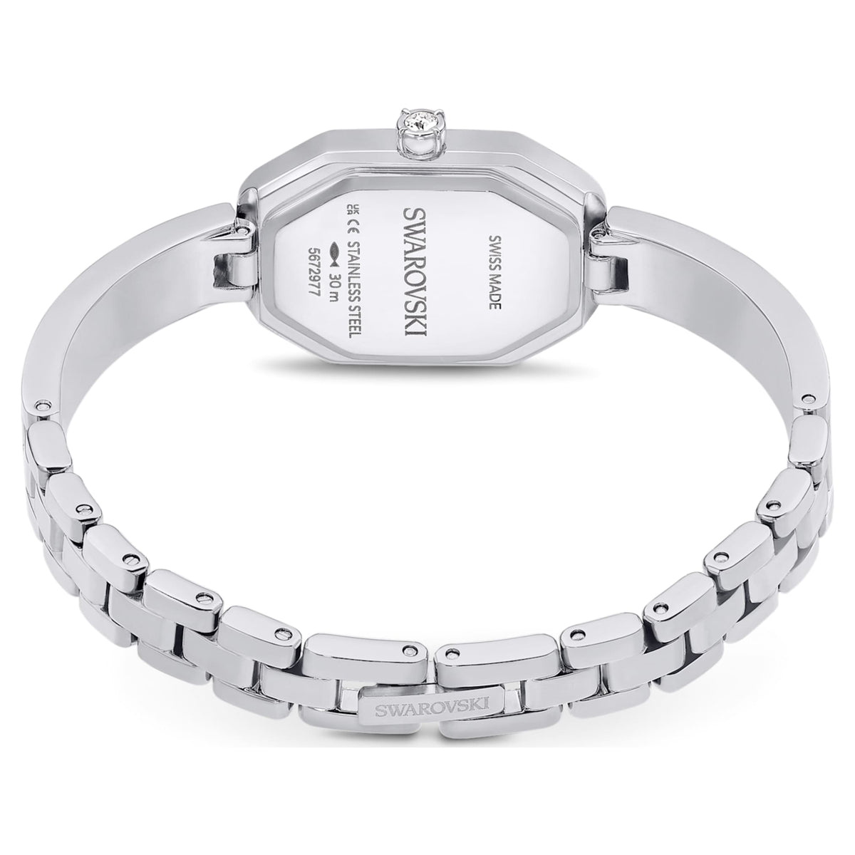 Swarovski Dextera bangle watch Swiss Made, Metal bracelet, Silver tone, Stainless steel