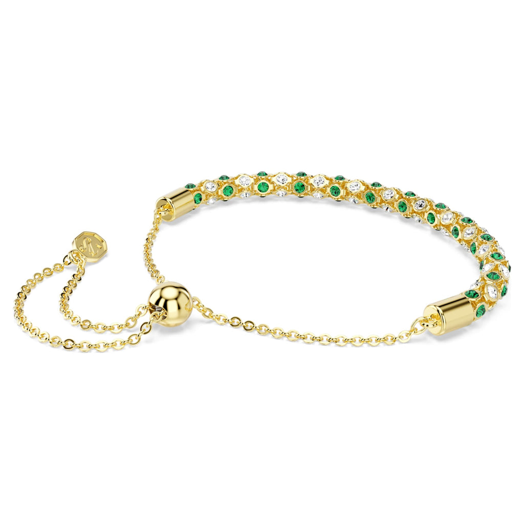 Swarovski Dextera bracelet with green round-cut accents and an 18K gold finish