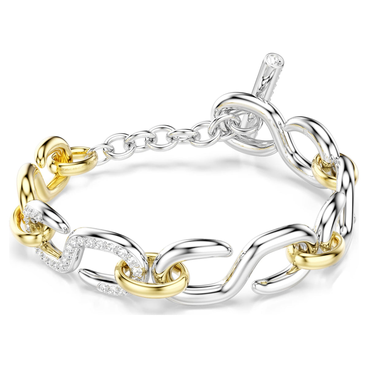 Swarovski Dextera bracelet Round cut, T-bar, White, Mixed metal finish