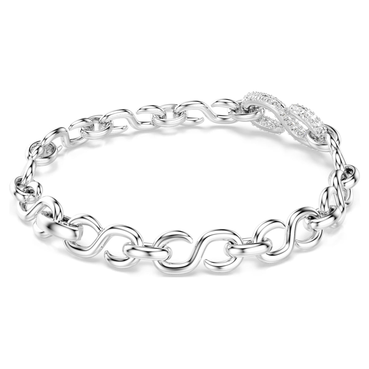 Swarovski Dextera bracelet with white round-cut accents and rhodium plating