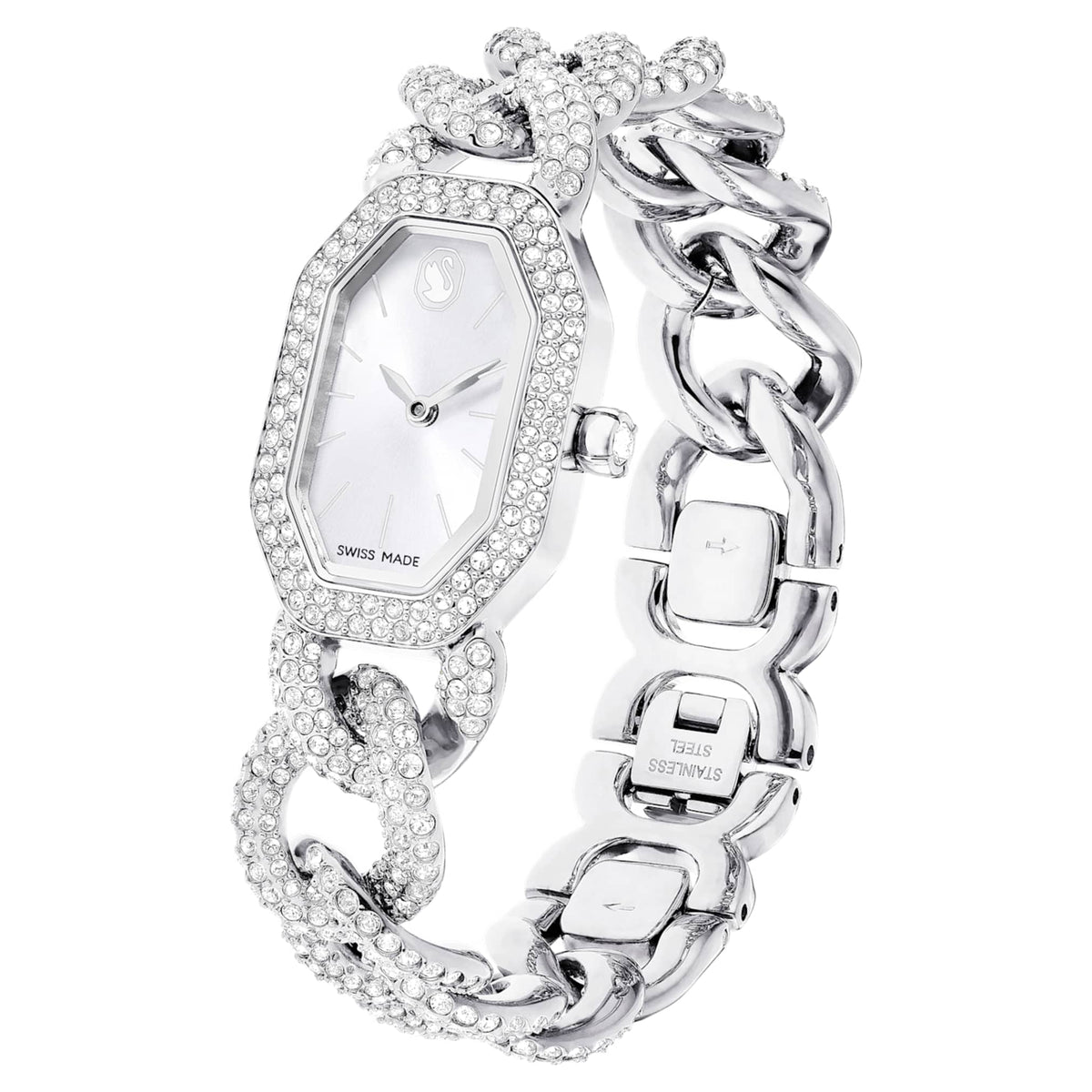 Swarovski Dextera chain watch Swiss Made, Crystal bracelet, Silver tone, Stainless Steel