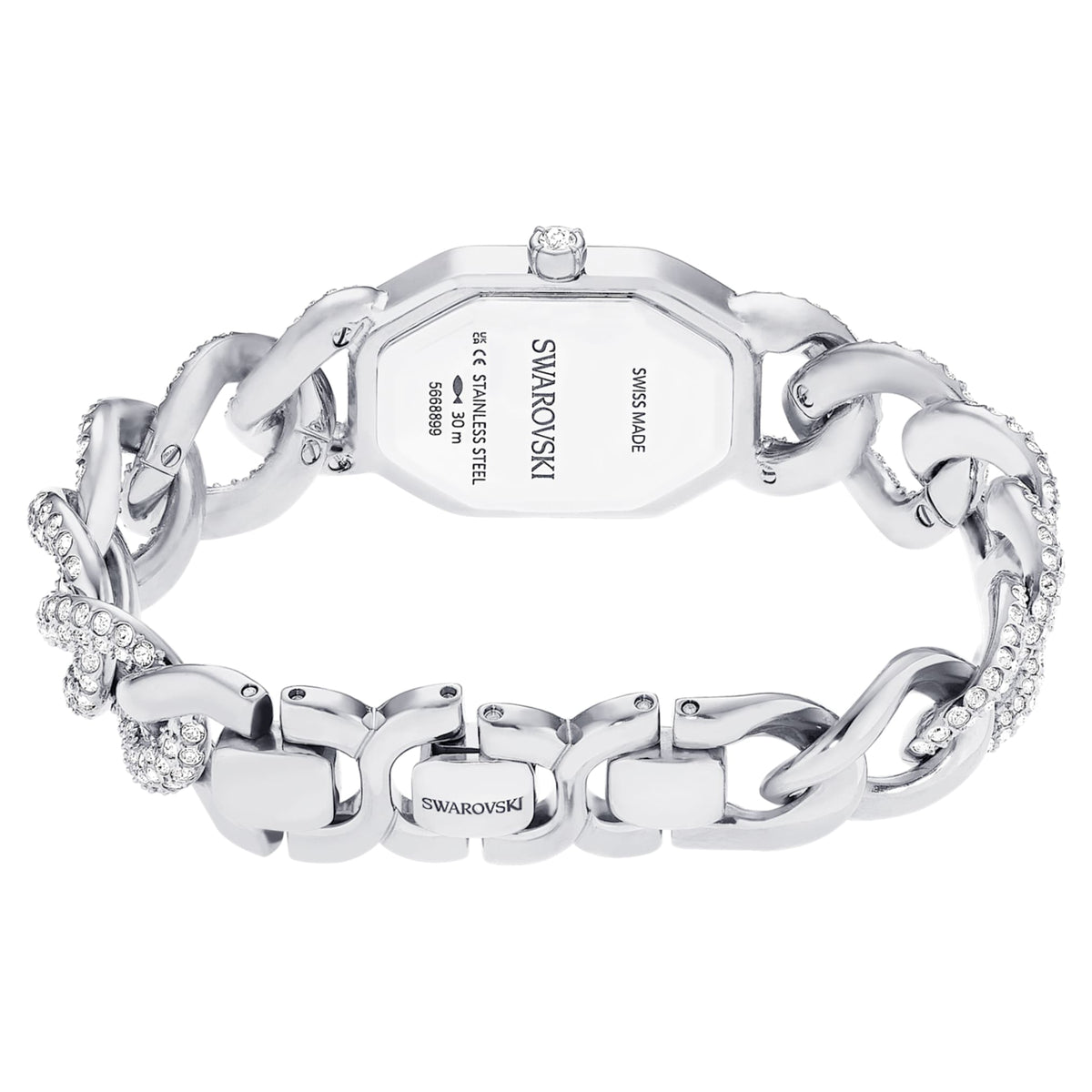 Swarovski Dextera chain watch Swiss Made, Crystal bracelet, Silver tone, Stainless Steel