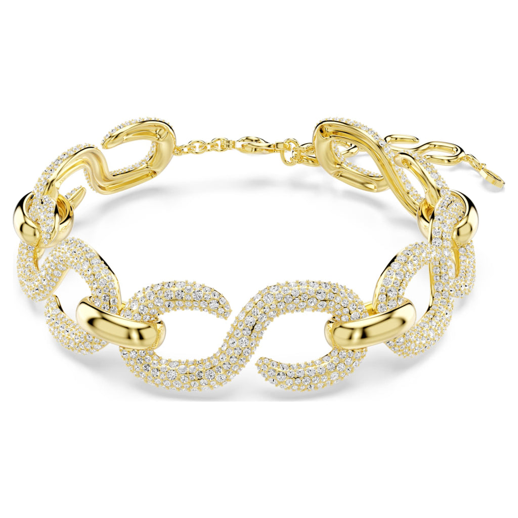 Swarovski Dextera choker with white round-cut accents and an 18K gold finish