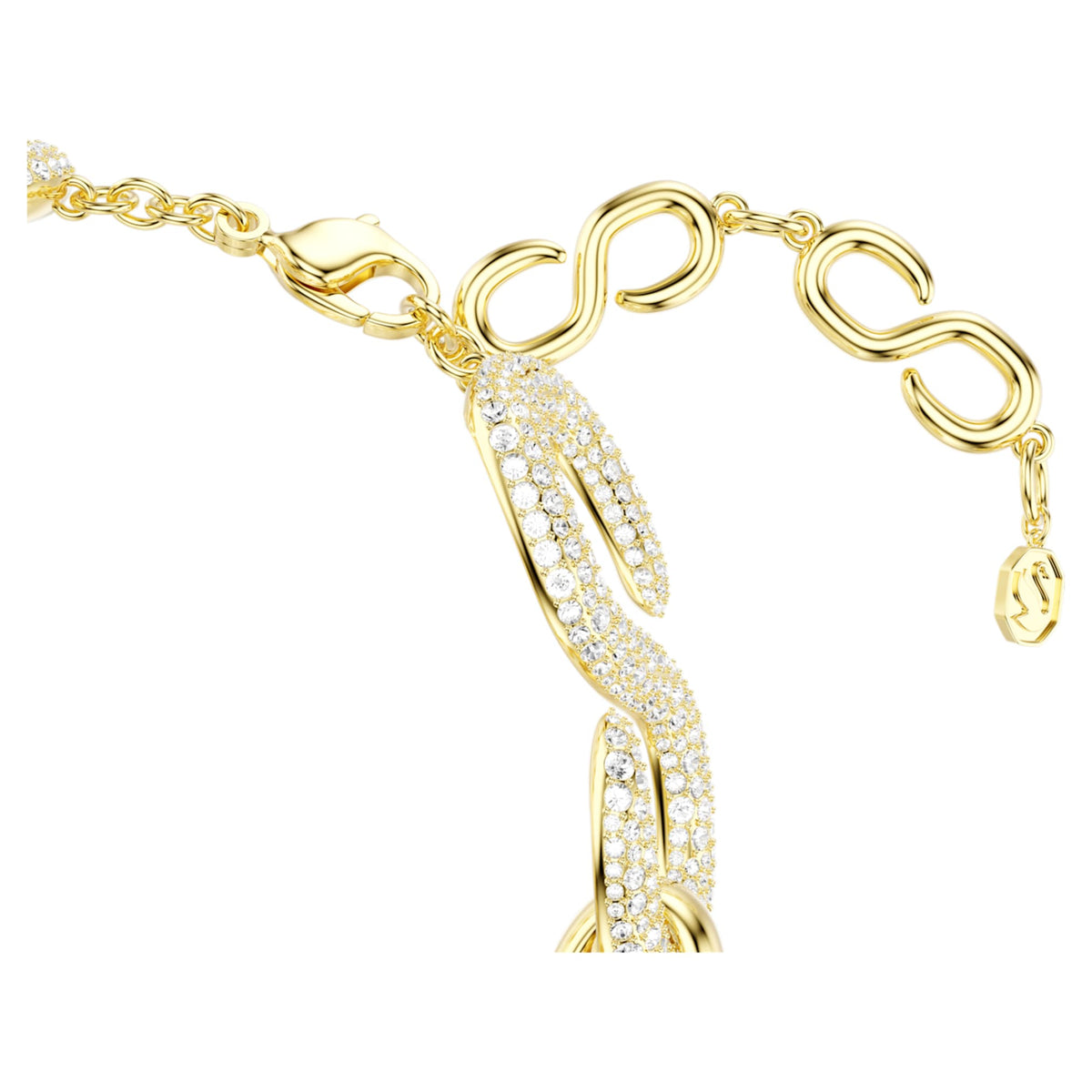 Swarovski Dextera choker with white round-cut accents and an 18K gold finish