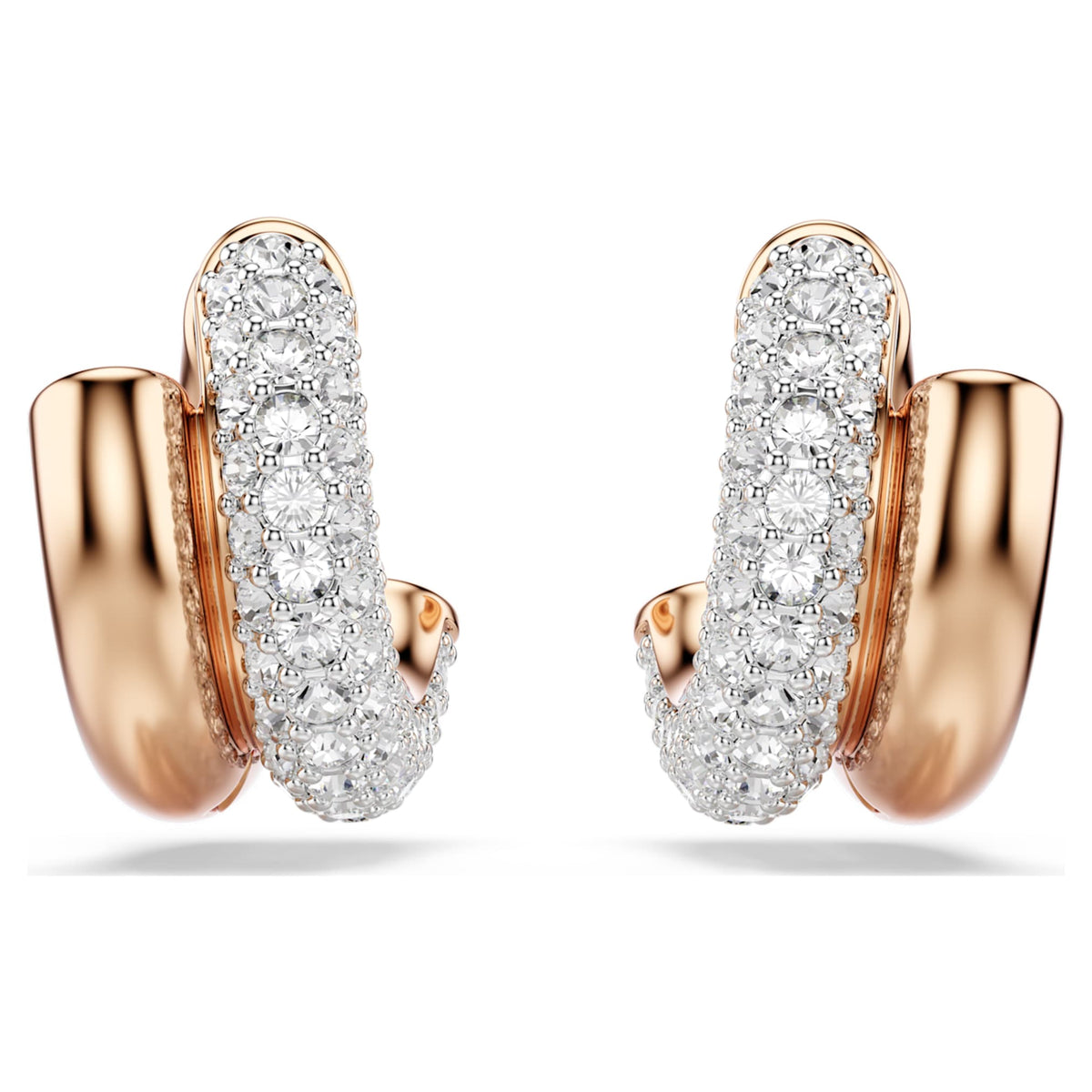 Swarovski Dextera hoop earrings Round cut, Mini, White, 18K rose gold finish