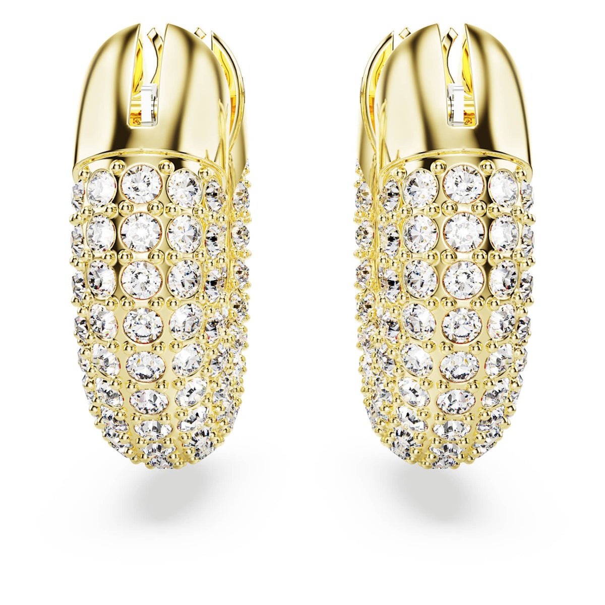 Swarovski Dextera hoop earrings Small, White, 18K gold finish
