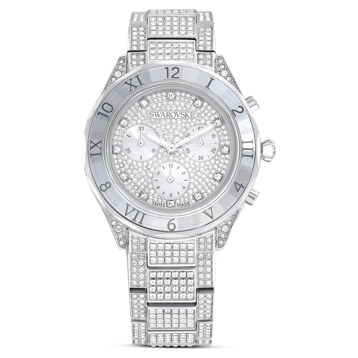 Swarovski Dextera lux watch Swiss Made, Metal bracelet, Silver tone, Stainless Steel