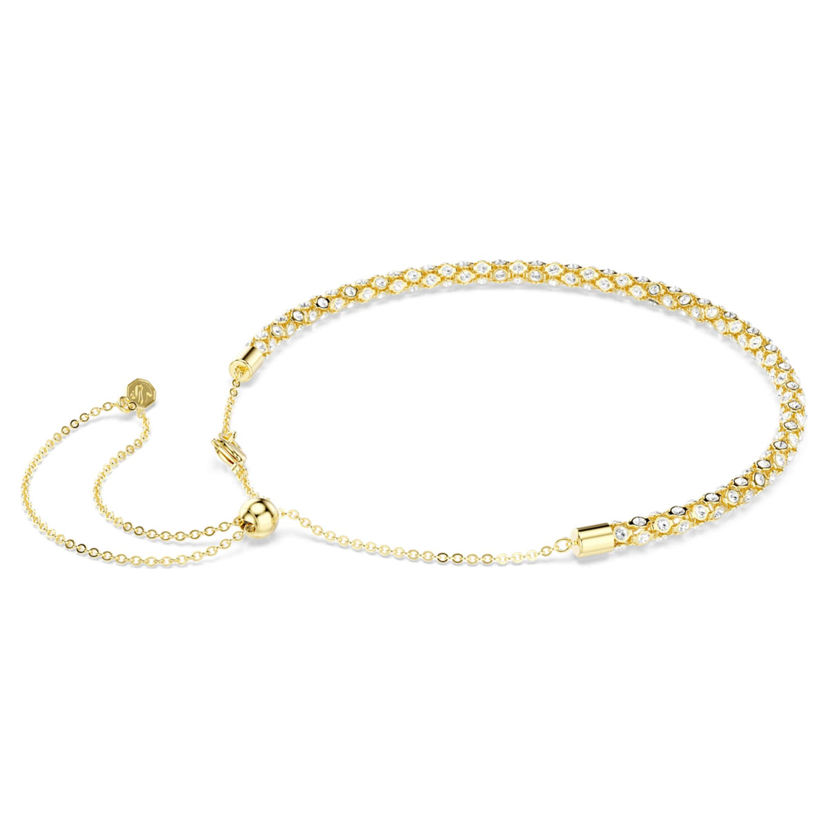 Swarovski Dextera necklace with white round-cut accents and an 18K gold finish