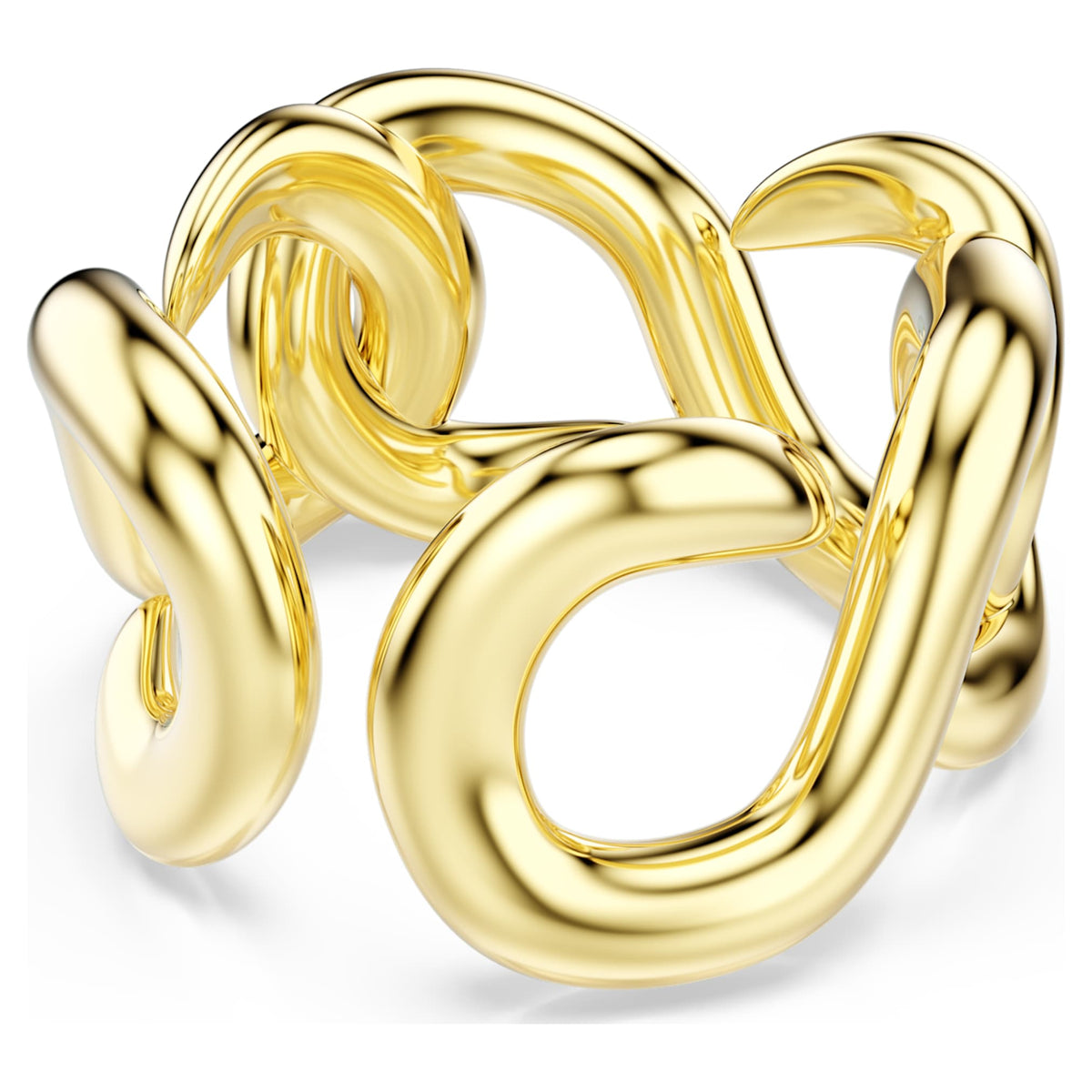 Swarovski Dextera open ring with white round-cut accents and an 18K gold finish